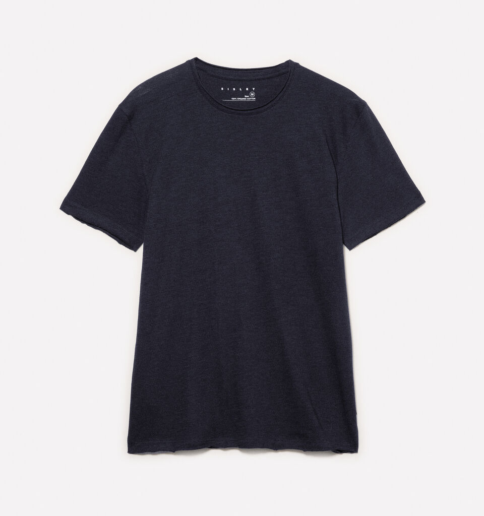 Dark blue slim fit short sleeve t-shirt - men's short sleeve t-shirts - Dark Blue | Sisley image number 5